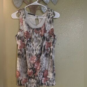 Maurices Pink and Gray Floral Blouse